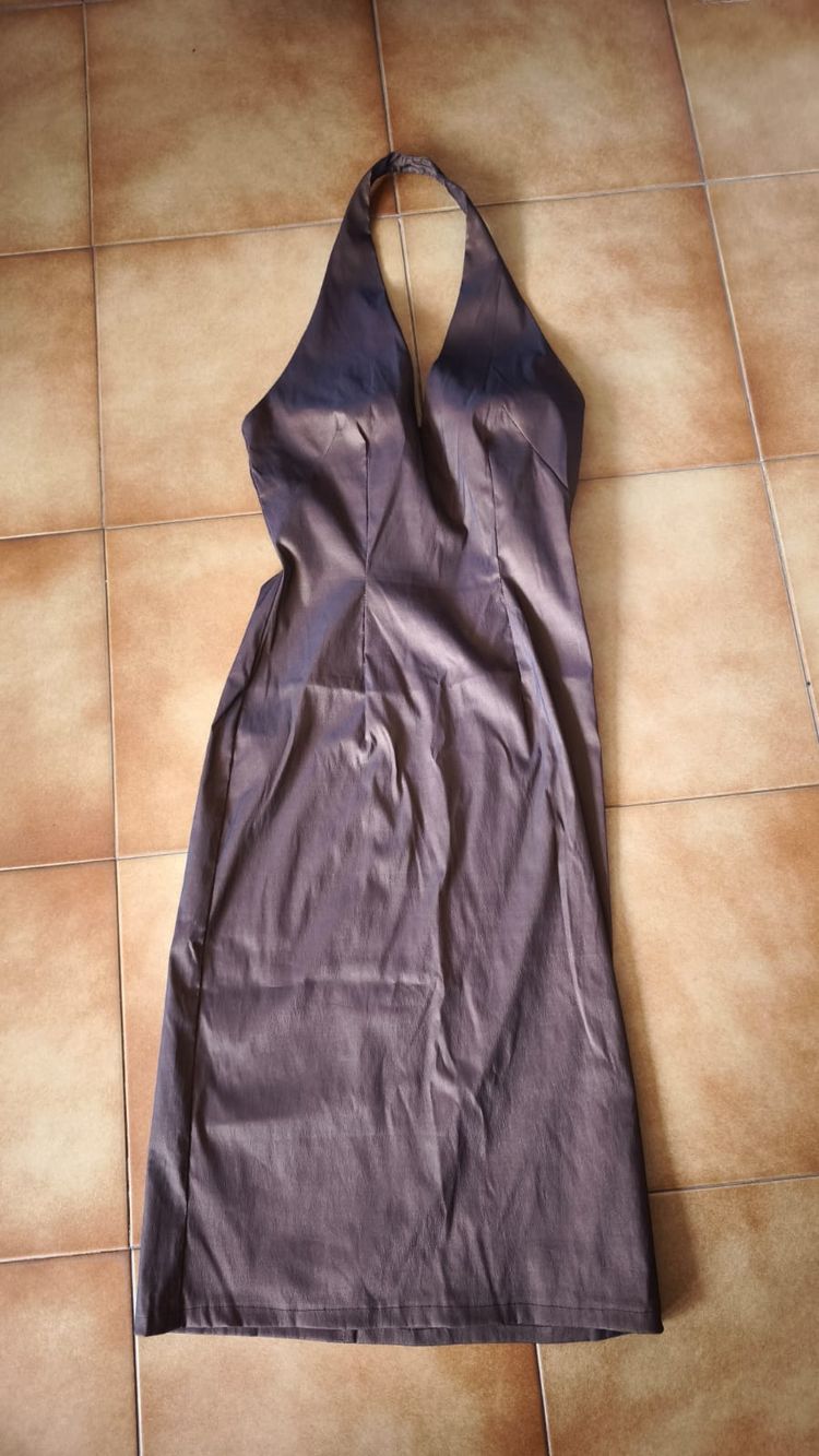 LOGOTIPO Brown Halter Neck Dress